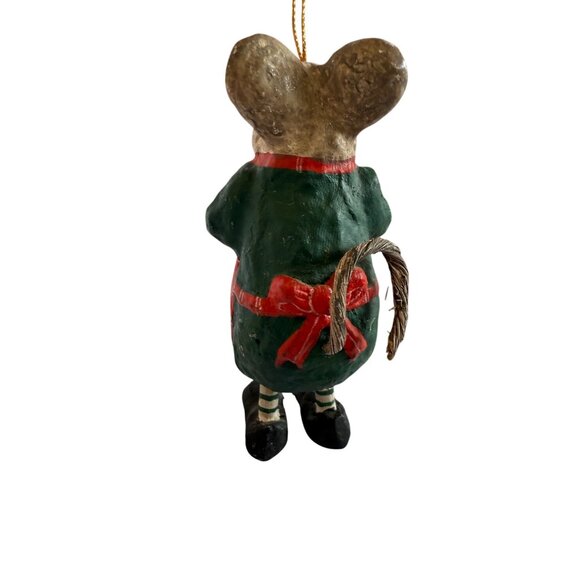 Set Of 3 Vintage Paper Mache Mice Christmas Ornaments With Holiday Costumes - Picture 10 of 11